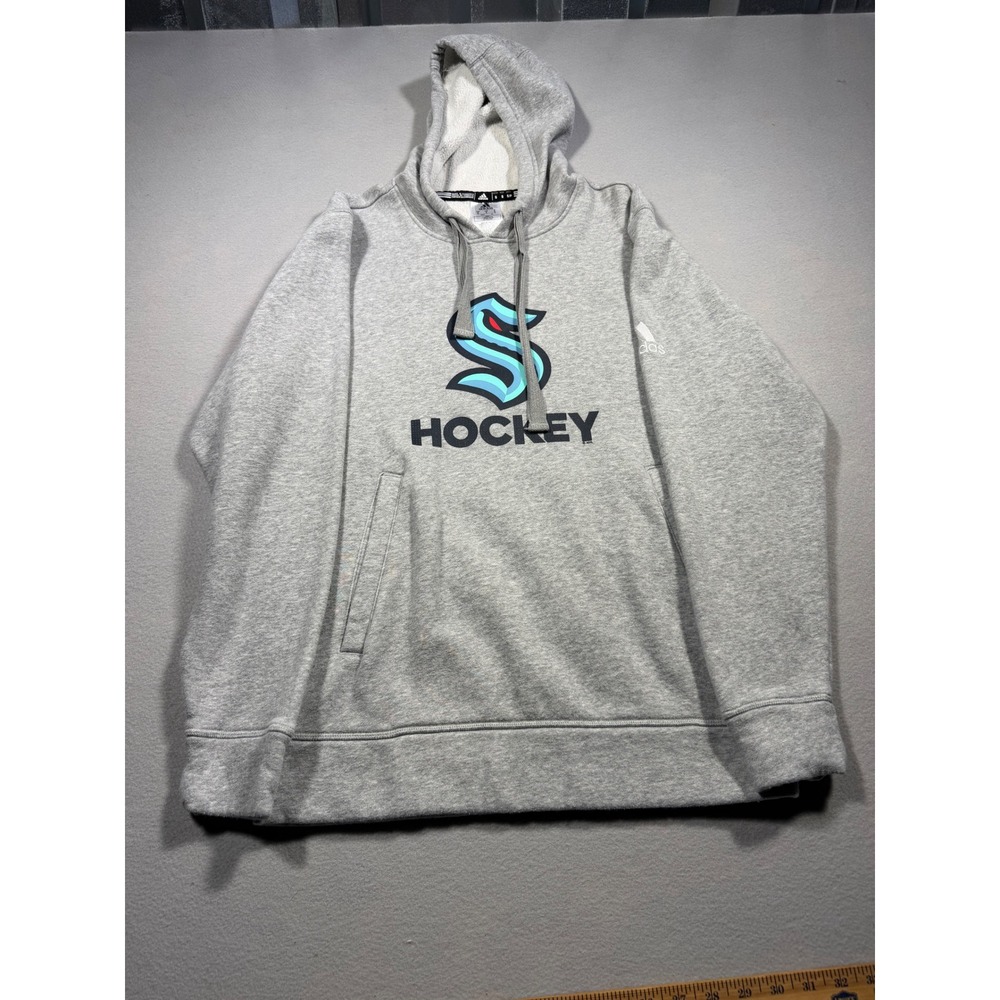Adidas Seattle Kraken NHL Hockey Hoodie Mens Small Gray Fleece Sweatshirt